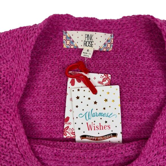 Pink Rose Soft Comfy Boat Neck Dolman Sleeve Pullover Sweater Women's Size Large - Picture 3 of 5
